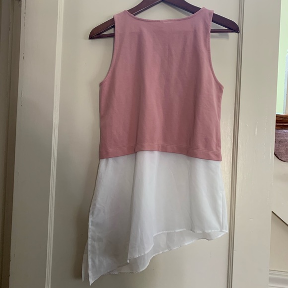 NWT STRADIVARIUS Pink and White Asymmetrical Tank - Picture 3 of 4